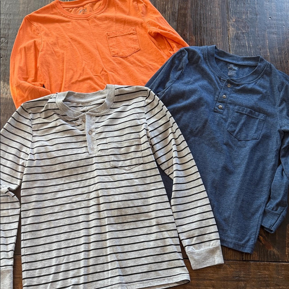 BRIX Kids Long Sleeve Shirts - Orange, Blue, and Striped Long Sleeve-Boys 8